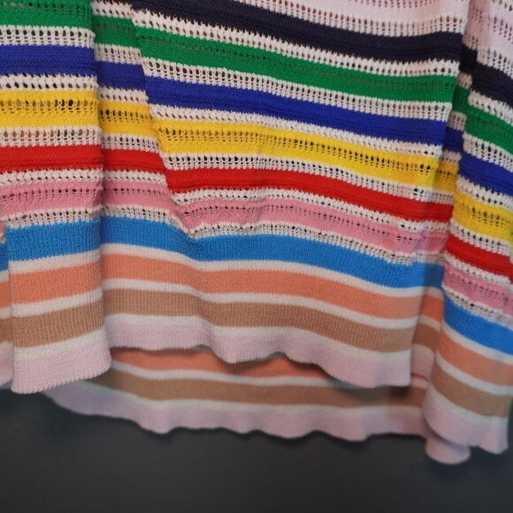 J.Crew Womens Ruffle Strap Tank Multicolor Stripe Knit Size 28Inch Pit To Pit - Picture 6 of 9